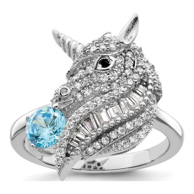 Sterling Silver CZ Unicorn Ring