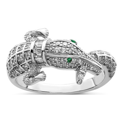 Sterling Silver CZ Alligator Ring