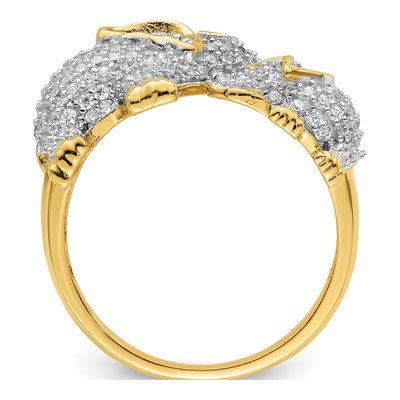 Gold-Plated Sterling Silver CZ Mom Baby Elephant Ring – view 3