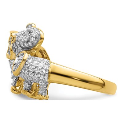 Gold-Plated Sterling Silver CZ Mom Baby Elephant Ring – view 5