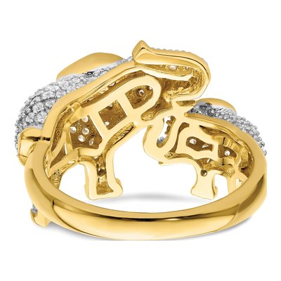 Gold-Plated Sterling Silver CZ Mom Baby Elephant Ring – view 7