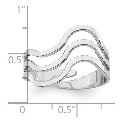 Sterling Silver Wavy Adjustable Ring – view 4