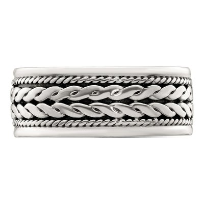 Men's Sterling Silver Antiqued Rope Ring – view 5