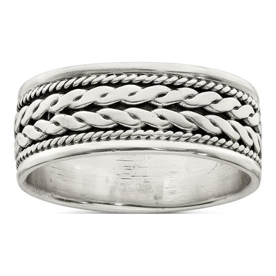 Men's Sterling Silver Antiqued Rope Ring