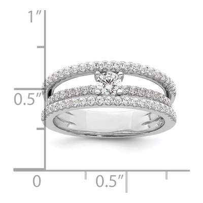 Sterling Silver CZ 3-Row Ring – view 4