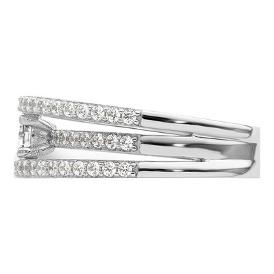 Sterling Silver CZ 3-Row Ring – view 5