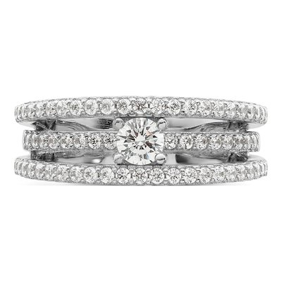 Sterling Silver CZ 3-Row Ring – view 6