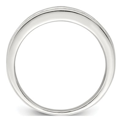 Sterling Silver CZ Tapered Wedding Band – view 3