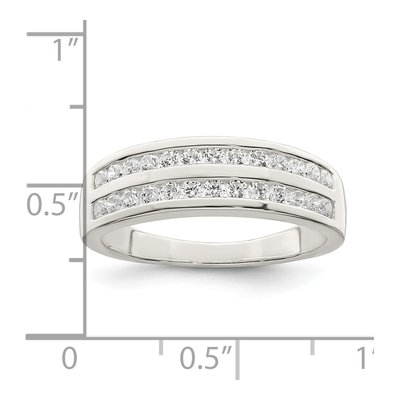 Sterling Silver CZ Tapered Wedding Band – view 4