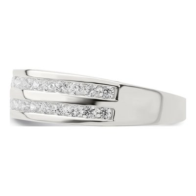 Sterling Silver CZ Tapered Wedding Band – view 5