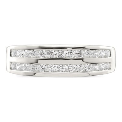Sterling Silver CZ Tapered Wedding Band – view 6