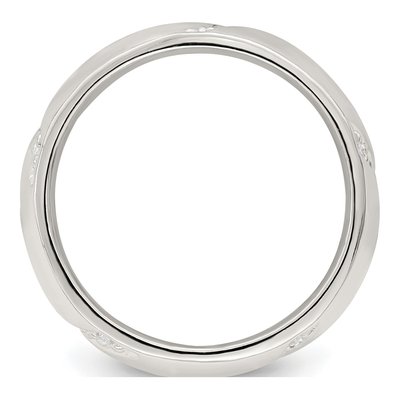 Sterling Silver CZ Slanted Lines Ring – view 3