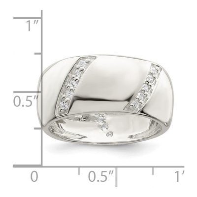 Sterling Silver CZ Slanted Lines Ring – view 4