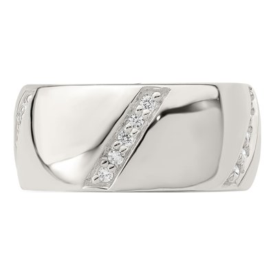 Sterling Silver CZ Slanted Lines Ring – view 5