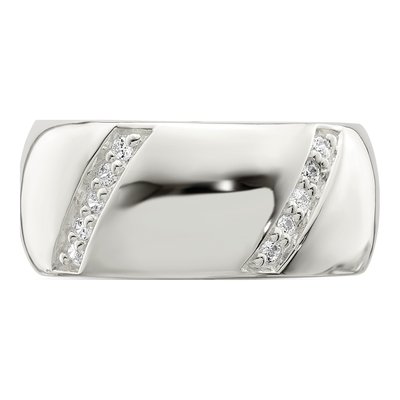 Sterling Silver CZ Slanted Lines Ring – view 6