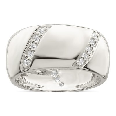 Sterling Silver CZ Slanted Lines Ring