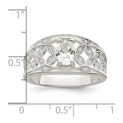 Sterling Silver CZ Flower Ring – view 4