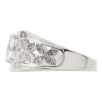 Sterling Silver CZ Flower Ring – view 5