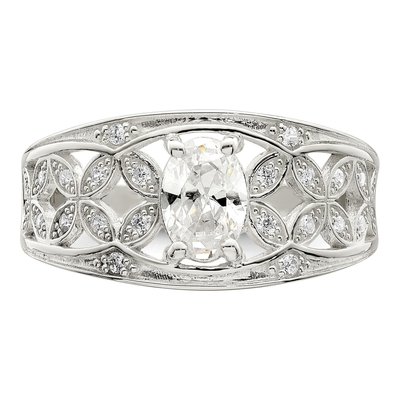 Sterling Silver CZ Flower Ring – view 6
