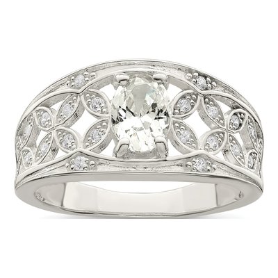 Sterling Silver CZ Flower Ring