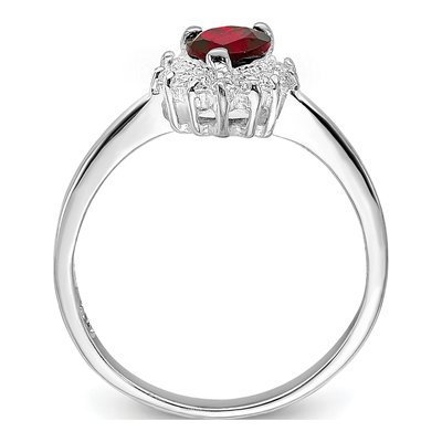 Sterling Silver Garnet & CZ Heart Ring – view 3