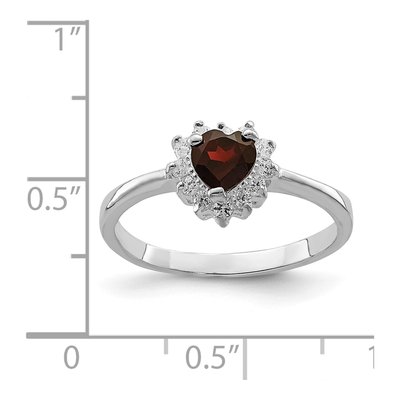 Sterling Silver Garnet & CZ Heart Ring – view 4