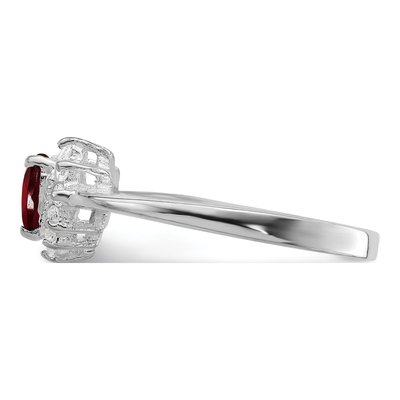Sterling Silver Garnet & CZ Heart Ring – view 5