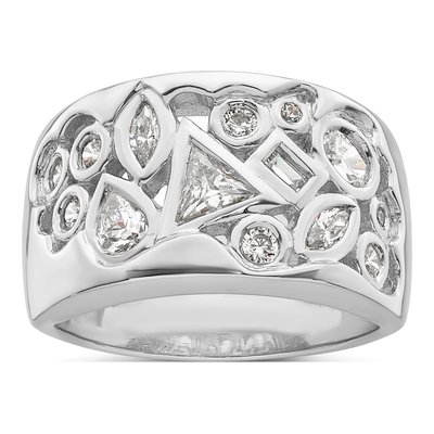 Sterling Silver CZ Multi-Shape Ring