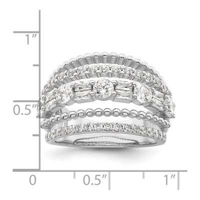 Sterling Silver CZ 5-Row Ring – view 4