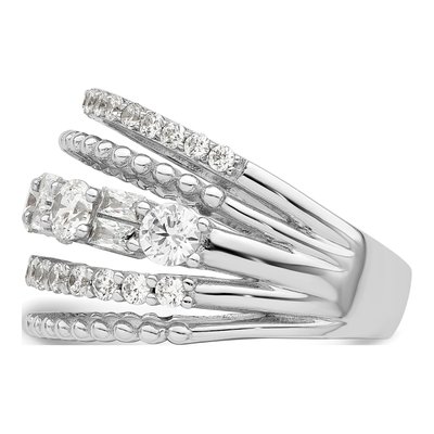 Sterling Silver CZ 5-Row Ring – view 5