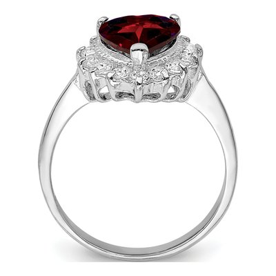 Sterling Silver Garnet & CZ Heart Ring – view 3