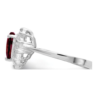 Sterling Silver Garnet & CZ Heart Ring – view 5