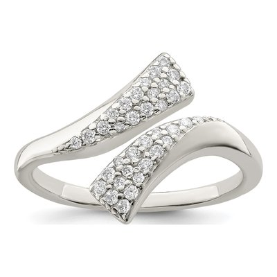Sterling Silver CZ Bypass Ring