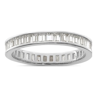 Sterling Silver CZ Channel Eternity Band