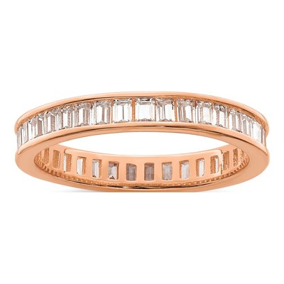 Rose Gold-Plated Sterling Silver CZ Channel Eternity Band