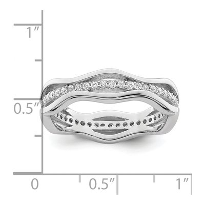 Sterling Silver CZ Wavy Ring – view 4