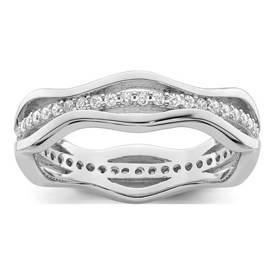 Sterling Silver CZ Wavy Ring