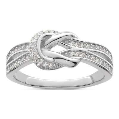 Sterling Silver CZ Knot Ring