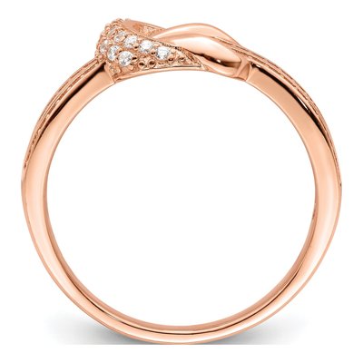 Rose Gold-Plated Sterling Silver CZ Knot Ring – view 3