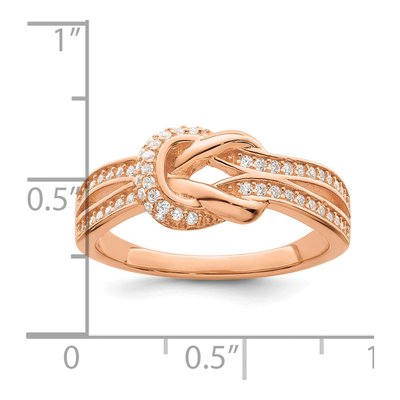 Rose Gold-Plated Sterling Silver CZ Knot Ring – view 4
