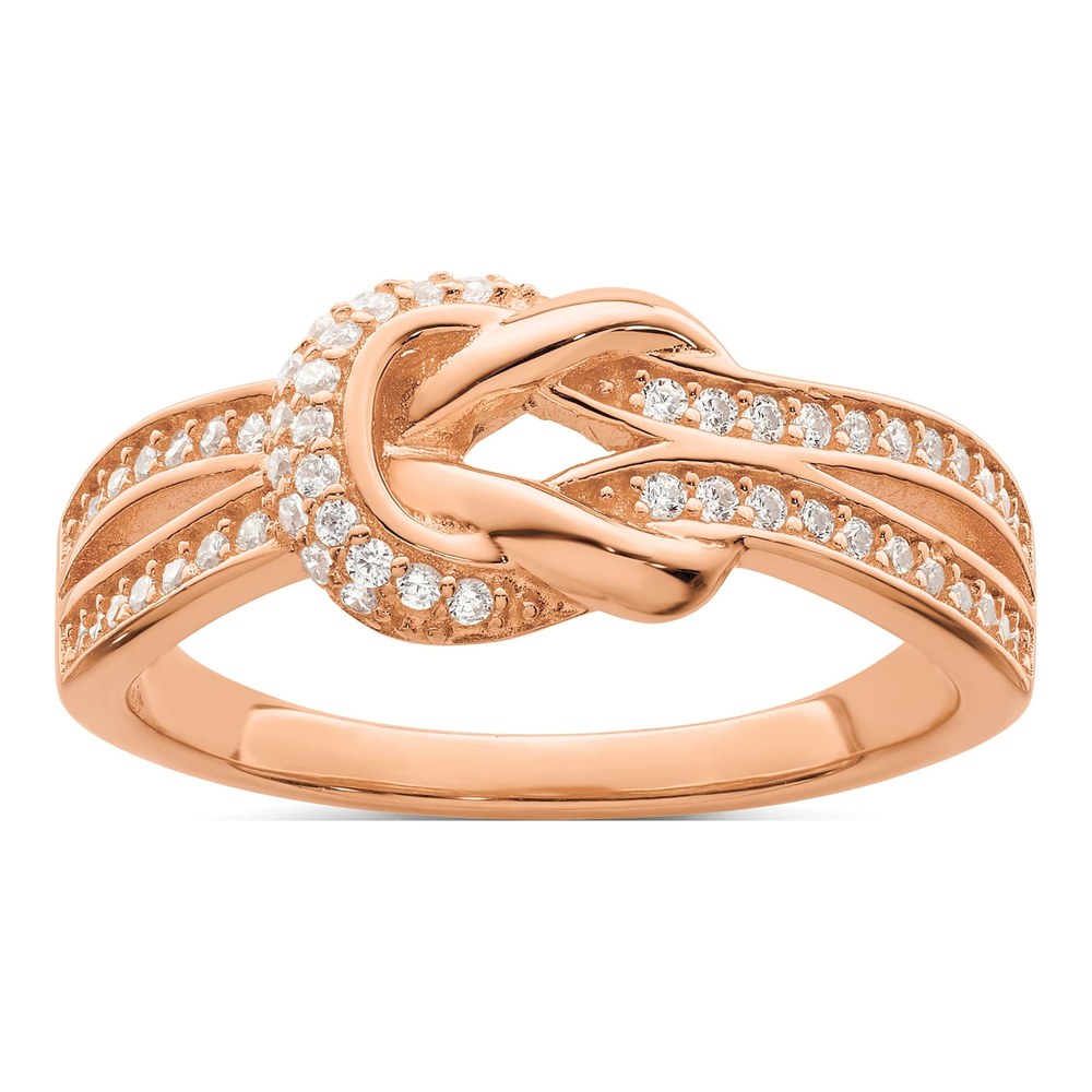 Rose Gold-Plated Sterling Silver CZ Knot Ring