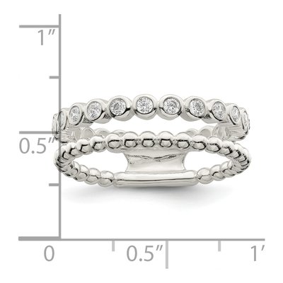 Sterling Silver CZ Beaded Fancy Ring – view 4
