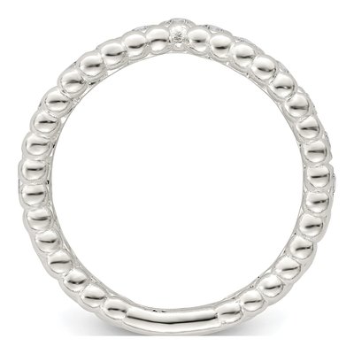 Sterling Silver CZ Beaded Fancy Ring – view 3