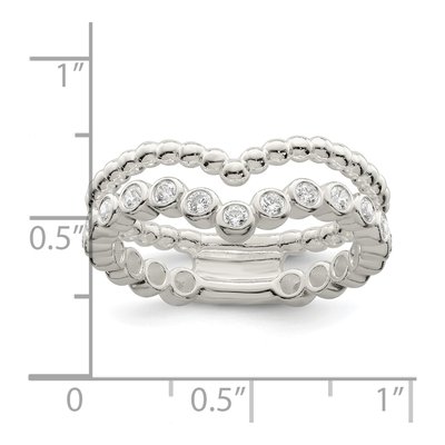 Sterling Silver CZ Beaded Fancy Ring – view 4
