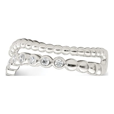 Sterling Silver CZ Beaded Fancy Ring – view 5