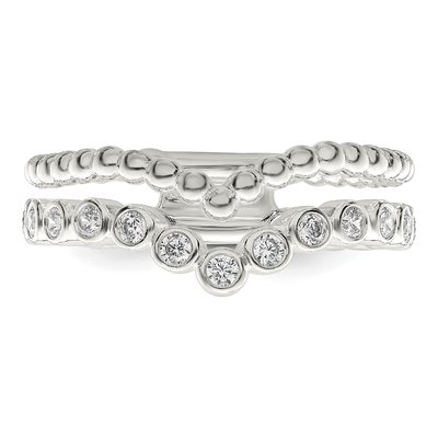 Sterling Silver CZ Beaded Fancy Ring – view 6