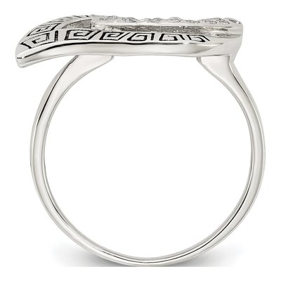 Sterling Silver CZ Greek Key Ring – view 3