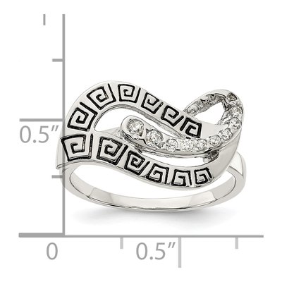 Sterling Silver CZ Greek Key Ring – view 4