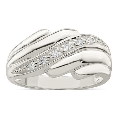 Sterling Silver CZ Wave Ring