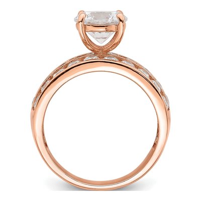 Rose Gold-Plated Sterling Silver CZ 3-Row Engagement Ring – view 3